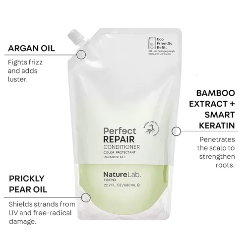 Miniatura 2 de NatureLab.TOKYO Acondicionador reparador perfecto, acondicionador ligero para cabello dañado y teñido - Penetra las raíces y revitaliza y restaura