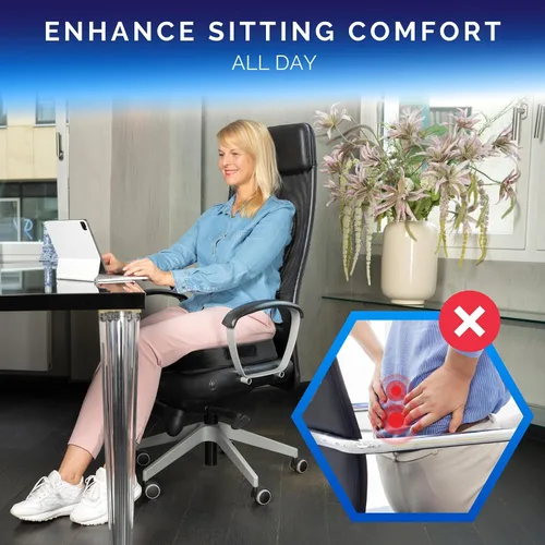 Miniatura 6 de Healthfix® Cojín de asiento de espuma viscoelástica para silla de oficina, almohada ortopédica de coxis para alivio del dolor de coxis y ciática