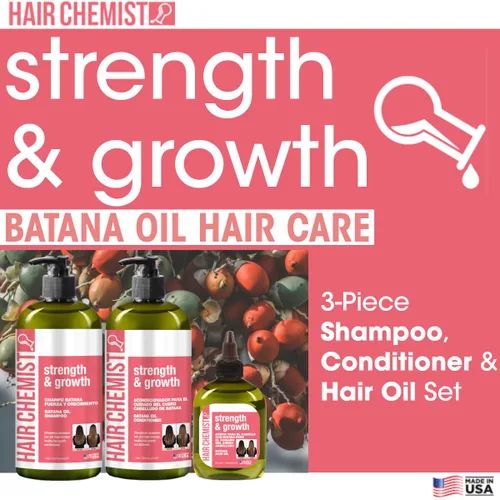 Miniatura 3 de Hair Chemist Strength & Growth Batana Oil - Juego de champú y acondicionador de 33.8 onzas y aceite para el cabello 7.1 onzas (juego de 3 piezas)