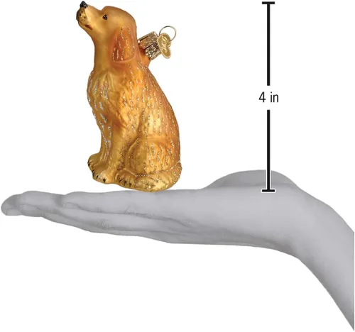 Miniatura 4 de Old World Christmas Figura decorativa colgante de Golden Retriever de vidrio soplado para árbol de Navidad, decoración festiva artesanal, colección