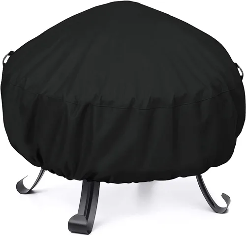 Miniatura 10 de Unicook Funda cuadrada para hoguera de 38 pulgadas, resistente e impermeable, protector para fogata al aire libre con cordón y asas, protección