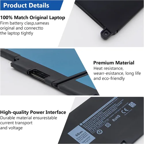 Miniatura 4 de F3YGT - Batería de repuesto para Dell Latitude 14 7000 7480 7490/13 7000 7380 7390 P29S002/12 7000 7280 7290 Series 0DM3WC DM3WC DM6WC 2X39G KG7 VF