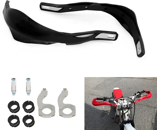 Miniatura 11 de Paramanos universales para motocicletas, protectores de manillar, guardamanos con cepillo, protector de manijas, parabrisas, protector contra Rojo