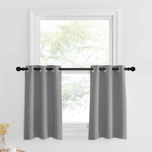 Miniatura 97 de NICETOWN Cortinas opacas de cocina para ventana sobre el fregadero, aislamiento térmico, decoración del hogar, pequeños niveles opacos con ojales
