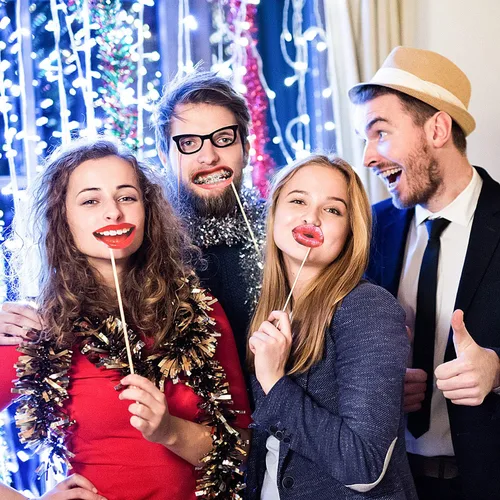 Miniatura 2 de Gejoy 40 piezas de accesorios para cabina de fotos de graduación, kit de bricolaje, accesorios divertidos para selfies, accesorios divertidos
