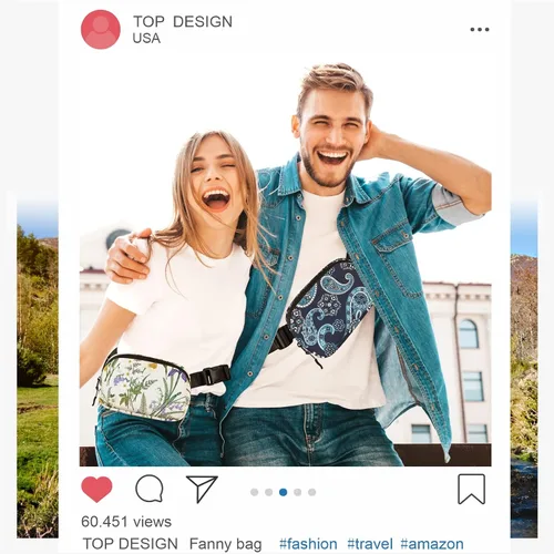 Miniatura 6 de TOPDesign Riñonera para mujeres y hombres, bolsa cruzada para cinturón con cremalleras resistentes al agua, bolsa para el trasero con correa
