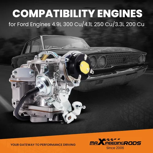 Miniatura 2 de maXpeedingrods Carburador de 1 barril para Ford 4.9L 300 Cu/4.1L 250 Cu/3.3L 200 Cu Engine 1965-1985 para Bronco Fairmont Granada Econoline F100