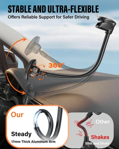 Miniatura 6 de APPS2Car Soporte magnético para teléfono MagSafe para papá, soporte magnético para automóvil con ventosa de brazo largo de 14 pulgadas, soporte