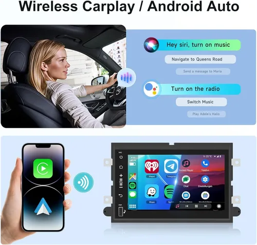 Miniatura 2 de [2G+64G] Radio de coche para Ford F150/F250/F350/E250/E350 Edge Fusion Explorer con Carplay inalámbrico Android Auto, pantalla táctil HD de 7
