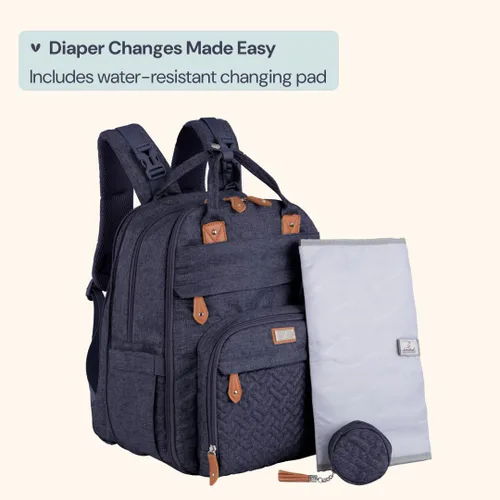 Miniatura 107 de BabbleRoo - Mochila para pañales - Bolso de viaje con artículos esenciales para bebés - Mochila multifunción resistente al agua, bolso de viaje