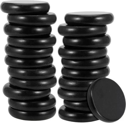 SINJEUN Paquete de 22 piedras de masaje de basalto de 3.5 pulgadas, rocas grandes de masaje de basalto redondas para spa en casa, relajación,