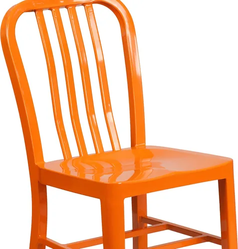 Miniatura 8 de Flash Furniture Gael - Juego de 2 sillas de metal naranja para interiores y exteriores de grado comercial