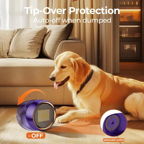 Miniatura 4 de ASNUG - Mini calentadores eléctricos portátiles de cerámica PTC para uso en interiores, calefacción eficiente 2S, protección contra Morado