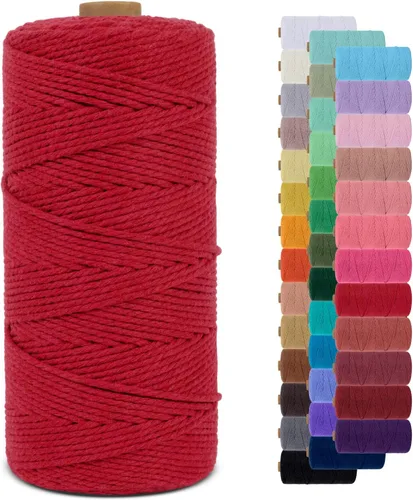 Miniatura 119 de Cuerda de macramé de 0.079 in para 219 yardas, cuerda de algodón natural para manualidades, hilo de cuerda de macramé de colores para colgar