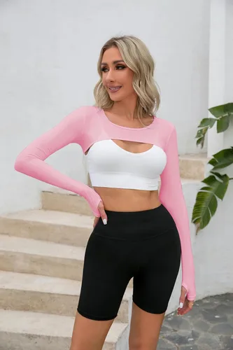 Miniatura 5 de Chal refrescante con mangas para protección solar, camisetas para mujer para golf, equitación, conducción Rosa
