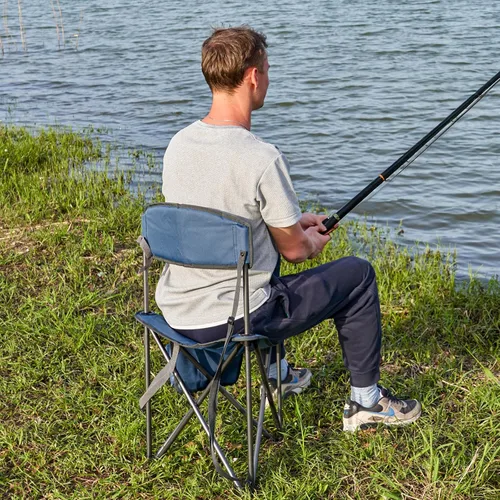 Miniatura 2 de PORTAL Taburete trípode plegable rápido extra grande con respaldo silla de camping de pesca con correa de transporte Azul