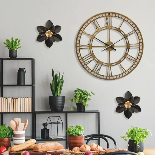 Miniatura 3 de Decoración de pared de flores de metal, escultura floral rústica moderna de 10 pulgadas, colgante de pared de hierro envejecido, decoración