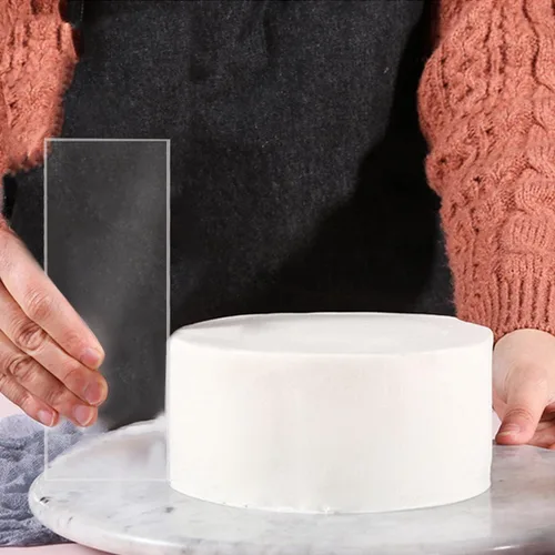Miniatura 3 de Juego de 4 raspadores grandes de acrílico transparente para pasteles, raspador alisador de pasteles, peine de contorno de bordes con rayas