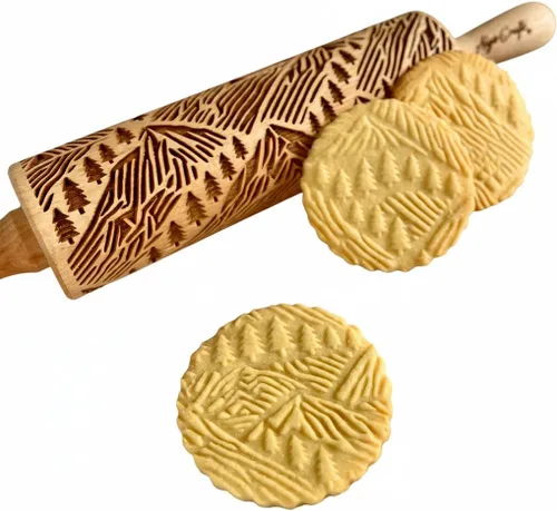 Miniatura 20 de Rodillo de amasar con relieve de ángeles navideños FELIZ NAVIDAD para decorar galletas de jengibre navideñas