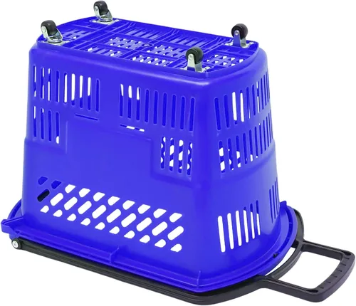Miniatura 8 de Carrito de compras de 6 piezas, moderno carrito de compras de 35 l/9.2 galones con ruedas y asa, cesta de compras de PP independiente carrito de Azul