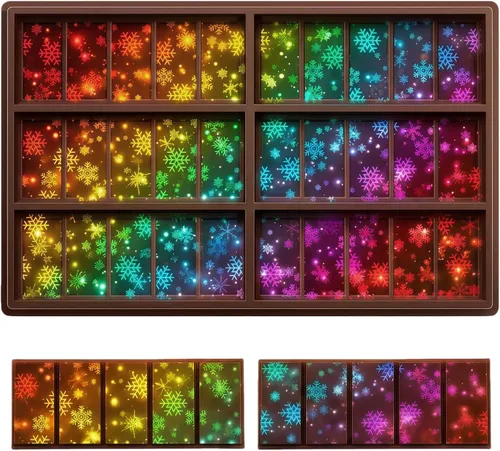 Miniatura 16 de Ziliny Molde holográfico de barra de chocolate con molino de viento y diamante, barra de chocolate con efecto de luz arcoíris, moldes gruesos