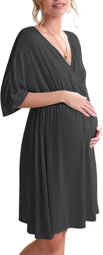 Ekouaer Vestido de maternidad 3 en 1 para el trabajo de partopartohospital, camisón de enfermería, ropa de dormir para la lactancia materna