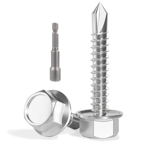 Miniatura 26 de VGBUY 170 tornillos autoperforantes para metal, tornillos autorroscantes de chapa metálica de acero inoxidable 410 #10 x 3/4 pulgadas, tornillos