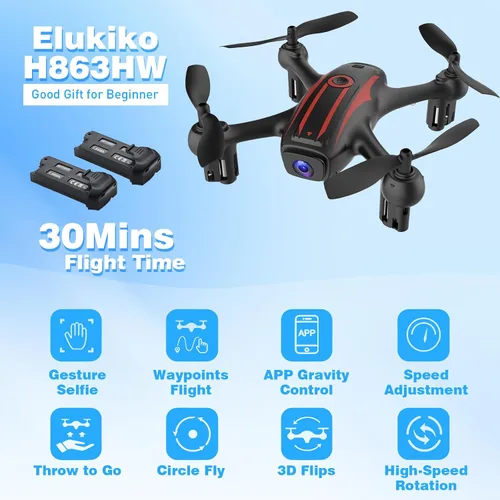 Miniatura 7 de Drones para niños de 8 a 12 años, dron con cámara 1080P para niños y adultos, FPV Drone con 2 baterías, mini dron con foto de gestos, cuadricóptero