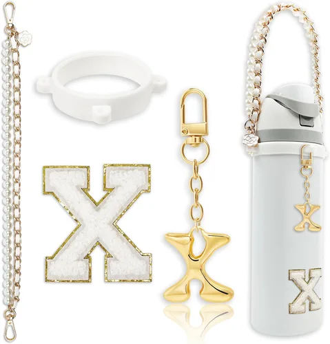 Miniatura 13 de Letter Handle Strap Accessories with Cute Initial Charm Compatible with Owala Water Bottle 24oz 32oz 40oz Owala Kids Púrpura