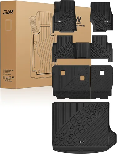 Miniatura 14 de 3W Alfombrillas de piso y forro de carga con alfombras en la parte superior compatibles con Jeep Wrangler JL 2018-2024 2025 Unlimited de 4 puertas