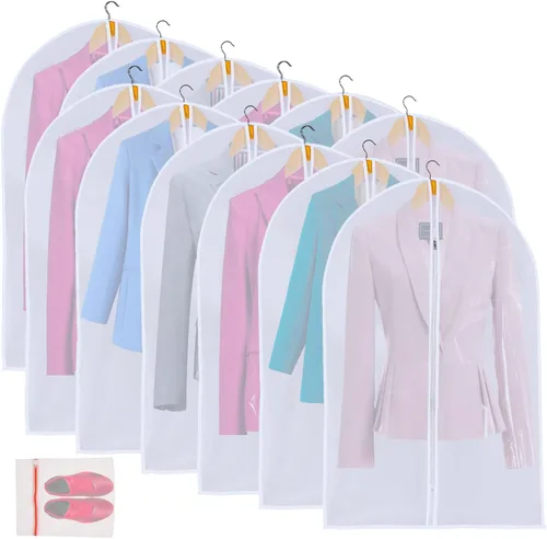 Miniatura 16 de MsKitchen Paquete de 6 bolsas de ropa para colgar ropa (24 x 40 pulgadas), bolsas de traje a prueba de polvo para almacenamiento en armario, fundas