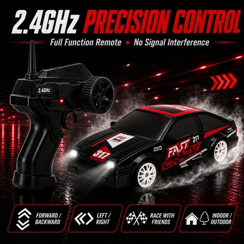Miniatura 2 de Liberty Imports RC Drift Car 1/24 2.4GHz 4WD Control remoto Sport Racing Vehículo en carretera con luz LED, baterías y neumáticos de deriva