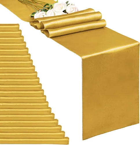 Miniatura 18 de Paquete de 10 caminos de mesa de satén azul marino de 12 x 108 pulgadas de largo para bodas, decoraciones para fiestas de cumpleaños, banquetes