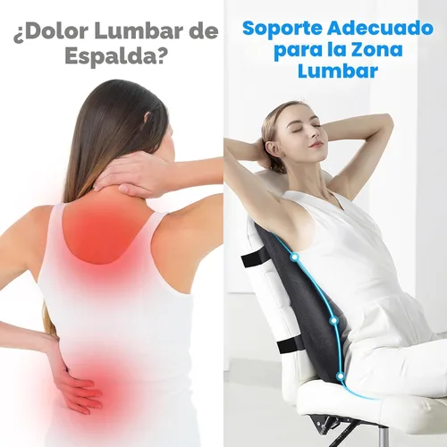 Miniatura 8 de Teemour Almohada de apoyo lumbar para automóvil, camión, accesorios de espuma viscoelástica, cojín de respaldo para asiento de conducción, soporte