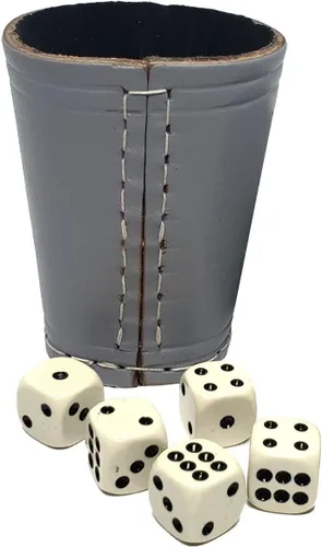 Miniatura 7 de Cyber-Deals - Taza compacta de cuero genuino para dados + dados con bolsa de almacenamiento de terciopelo negro