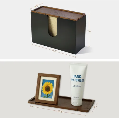 Miniatura 3 de eBun Soporte de toallas de papel plegadas de bambú – Dispensador de toallas de papel para montaje en pared y encimera para baño, cocina y oficina
