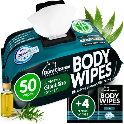 Miniatura 10 de DuraCleanse - Toallitas de limpieza corporal sin enjuague para adultos, extragruesas y desechables para incontinencia y campamento, 100 toallitas XL