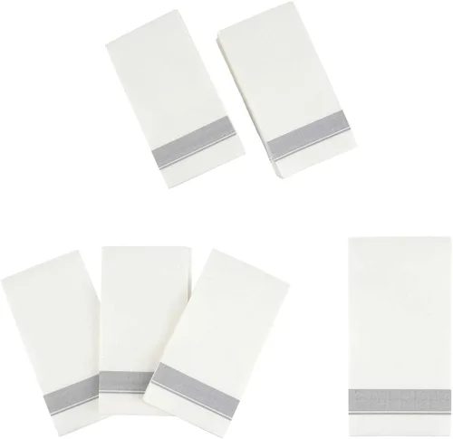 Miniatura 9 de Party Bargains Toallas desechables como tela, paquete de 200, 13 x 16 pulgadas, color blanco con estampado plateado, toallas de mano de papel suave
