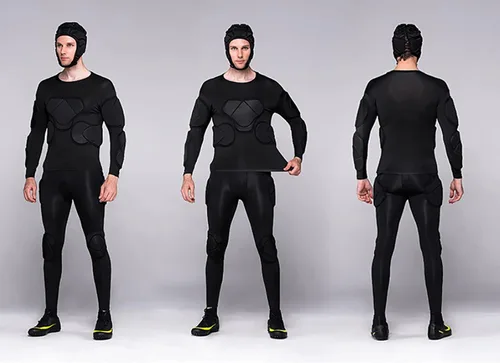 Miniatura 3 de Conjunto de equipo de protección de fútbol acolchado para hombre, traje de entrenamiento para fútbol, baloncesto, paintball, protector de costillas