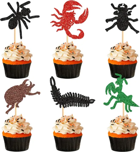 Miniatura 18 de Ercadio Paquete de 32 adornos para cupcakes de conejo, selecciones de cupcakes de animales salvajes, decoraciones de cumpleaños para baby shower
