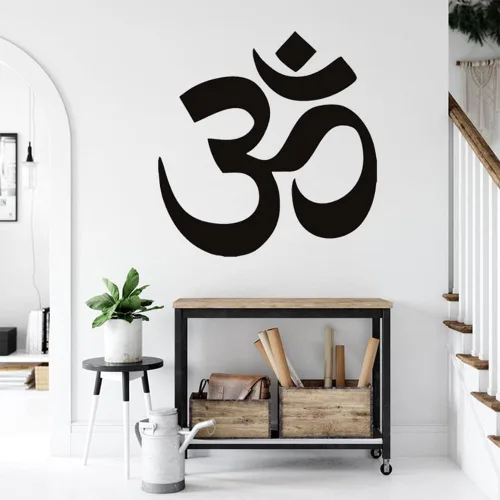 AUM Om Symbol Hinduism Spiritual Wall Car Calcomanía de vinilo extraíble para decoración del hogar D447 (S 15 x 15 pulgadas, negro)