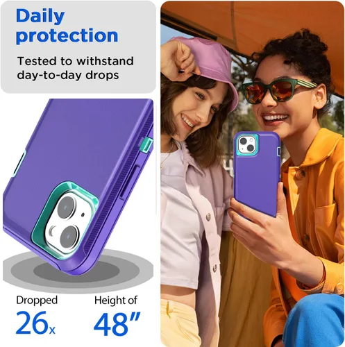 Miniatura 3 de AICase Funda para iPhone 13/iPhone 14 (6.1 pulgadas) con protector de pantalla de cristal, resistente protección contra caídas, cuerpo completo, a