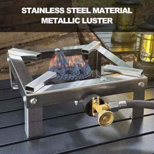 Miniatura 2 de LetFeng - Quemador de gas de acero inoxidable de alta potencia para cocinar al aire libre, quemador de propano único con manguera de 4 pies 0-20