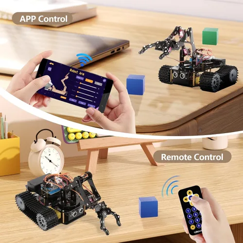 Miniatura 4 de Robótica para niños de 12 a 16 años, brazo robot inteligente ACEBOTT con 5DOF + auto tanque, kit de codificación de juguetes STEM compatible