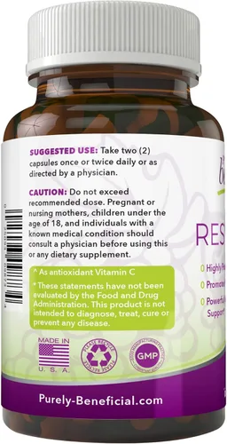 Miniatura 3 de PURELY beneficial RESVERATROL1450 – Suministro para 90 días, 1450 mg por porción de potentes antioxidantes y trans-resveratrol, promueve