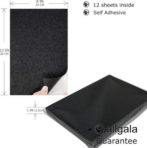 Miniatura 2 de Allgala - Paquete de 12 hojas de espuma EVA con brillantina de 8 x 12 pulgadas, color negro autoadhesivo - Perfecto para proyectos de arte y Plata