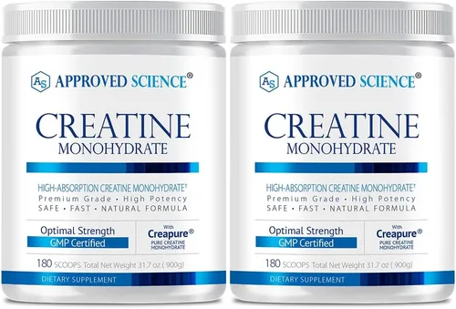 Miniatura 9 de Approved Science Monohidrato de creatina en polvo – con BioPerine – Apoya la fuerza, el músculo magro y la recuperación – 0.18 oz por porción