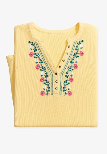 Miniatura 5 de Woman Within Camiseta térmica Henley bordada en tallas grandes para mujer