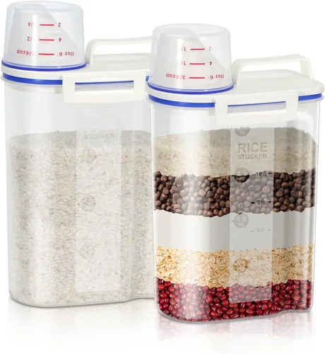 Miniatura 11 de TBMax Contenedor de arroz 1.8 kg / 4 libras Dispensador de arroz con taza de medición, contenedor de almacenamiento de alimentos para cocina