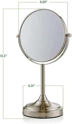 Miniatura 6 de OVENTE Espejo de maquillaje de mesa de 7 pulgadas con aumento de 1X/7X, diseño giratorio de 360° y espejo de tocador independiente de doble cara